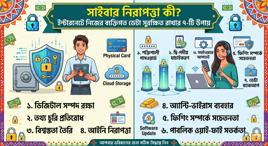 Cyber Security ki? Internet-e nijer personal data shurokhito rakhar 7-ti upay.